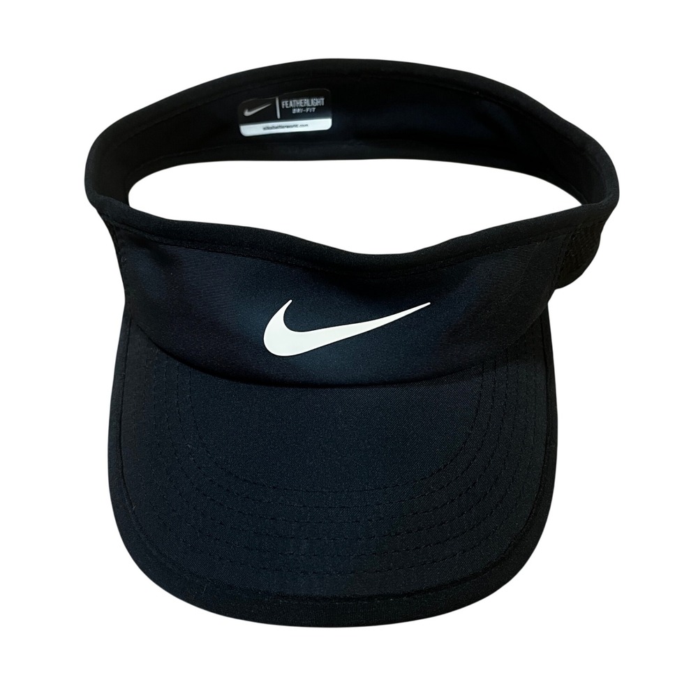 Nike Featherlight Dri-FIT Men Black Mesh Athletic Running Tennis Visor Hat OS